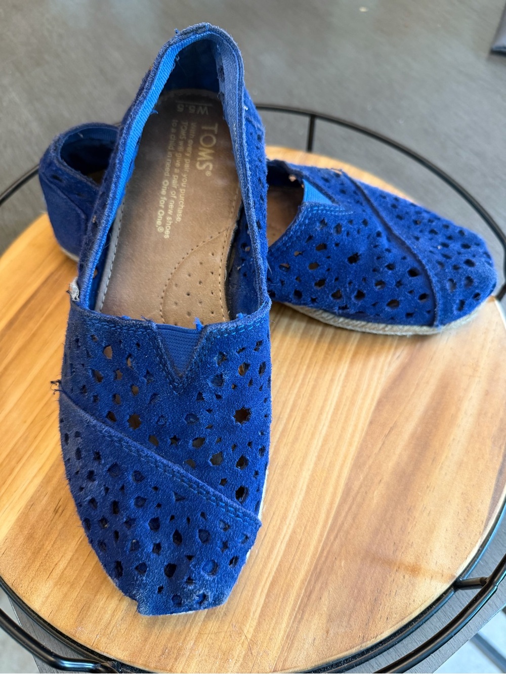 Toms Blue Suede Perforated Slip-On Loafers